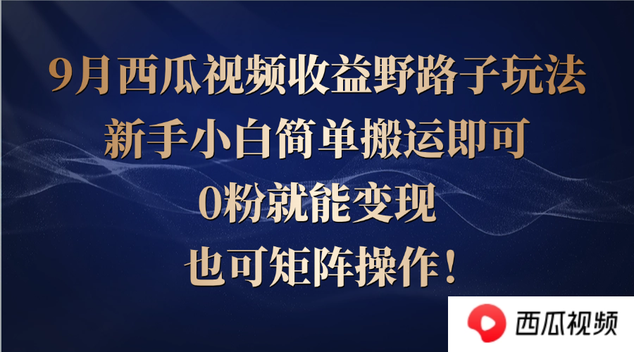 西瓜视频收益野路子玩法，新手小白简单搬运即可，0粉就能变现，也可矩…-谷进海小站