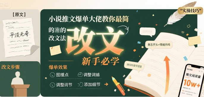 小说推文爆单大佬教你最简单的改文方法实操课，新手必学-谷进海小站