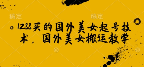 1288买的国外美女起号技术，国外美女搬运教学-谷进海小站