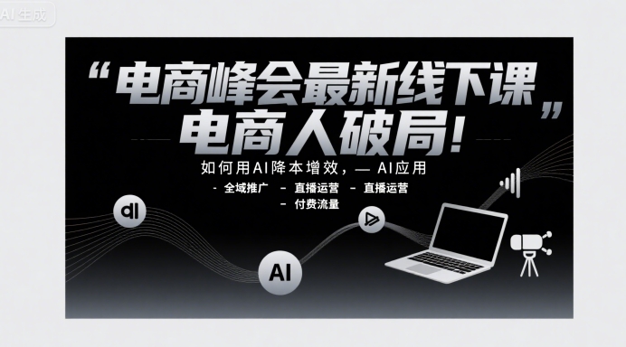 电商峰会最新线下课，电商人破局，如何用AI降本增效，AI应用-全域推广-直播运营-付费流量-谷进海小站