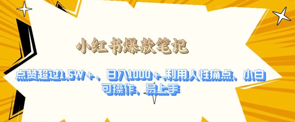 利用人性的痛点，打造爆款笔记，获得点赞超过1.5W+，日入1k【揭秘】-谷进海小站