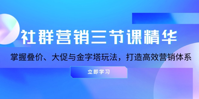 社群营销三节课精华：掌握叠价、大促与金字塔玩法，打造高效营销体系-谷进海小站