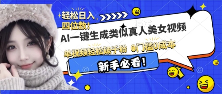 AI一键生成接近真人美女视频，单视频轻松破千粉，操作简单-谷进海小站