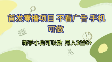 首发零撸项目 不看广告 手机可做 新手小白可以做  月入3k+【揭秘】-谷进海小站
