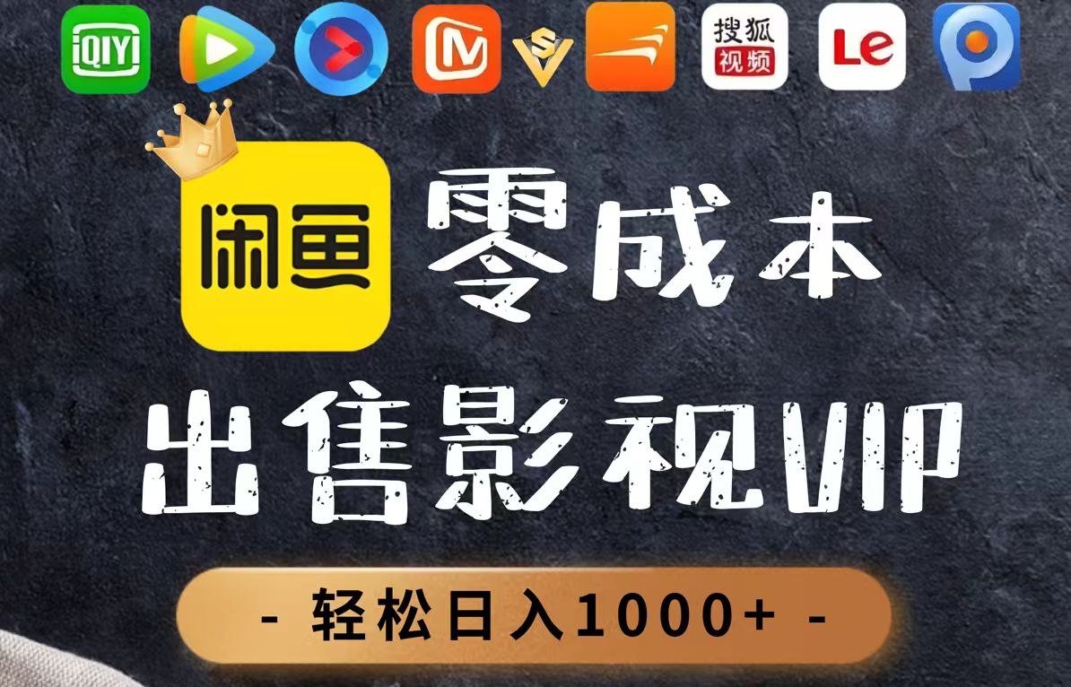 零成本卖影视会员，一天卖出上百单，轻轻松松日入1000+-谷进海小站