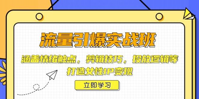 流量引爆实战班，涵盖情绪触点，剪辑技巧，投放逻辑等，打造女性IP变现-谷进海小站