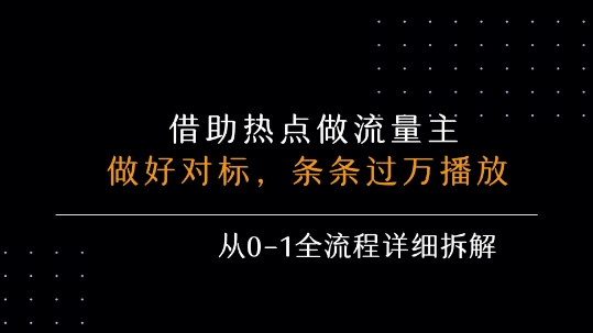 借力热点，乘顺风车玩流量主，条条过万播放， 每月收益5k+，从0-1全流程详细拆解-谷进海小站