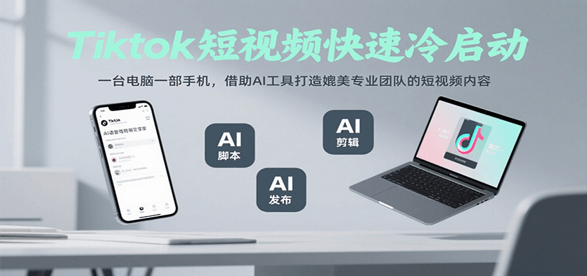 Tiktok短视频快速冷启动，一台电脑一部手机，借助AI工具打造媲美专业团队的短视频内容-谷进海小站