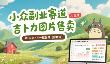 小众副业赛道 吉卜力图片售卖 单日2张+ AI一键生成【附教程】-谷进海小站