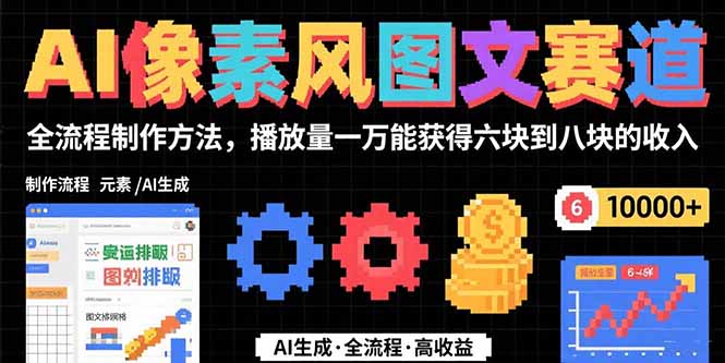 AI像素风图文赛道：全流程制作方法，播放量一万能获得6块到8块的收入-谷进海小站