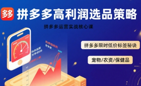 拼多多选品暴利技术实战课，拼多多高利润选品策略，拼多多限时低价标签秘诀-谷进海小站