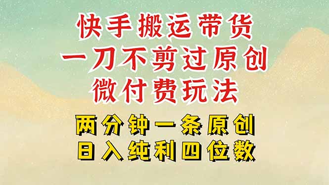 快手黑科技搬运带货，一刀不剪过原创，微付费投流玩法，轻松日入四位数…-谷进海小站