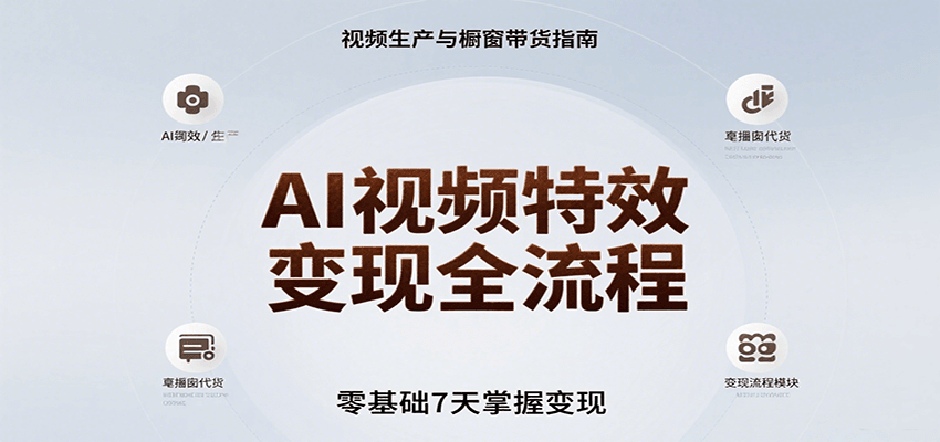 AI视频特效变现全流程，零基础7天掌握视频生产到橱窗带货变现-谷进海小站