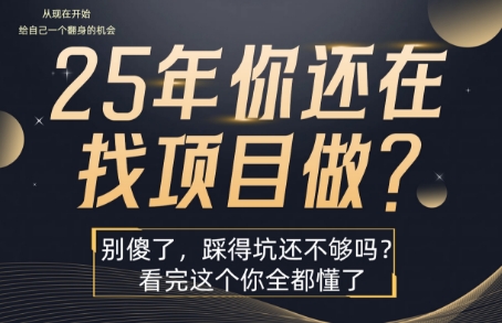 25年，你还在疯狂的找项目吗？别傻了，看完这个你都懂了【揭秘】-谷进海小站