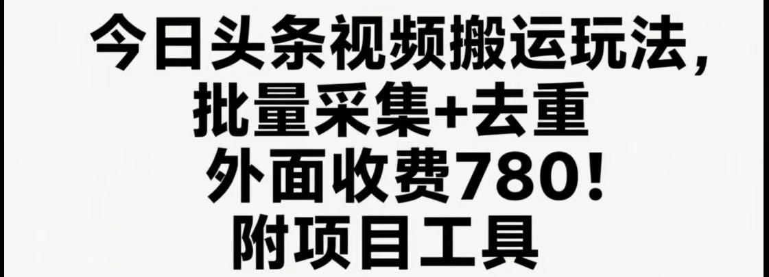 今日头条视频搬运玩法，软件一键去重，轻松日入500+附项目工具-谷进海小站