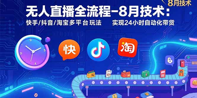 无人直播全流程-8月技术：快手/抖音/淘宝多平台玩法 实现24小时自动化带货-谷进海小站