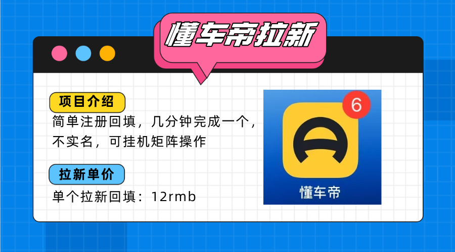 懂车帝邪修拉新玩法，简单注册回填，不sm，单个拉新12rmb，轻松日入200+-谷进海小站