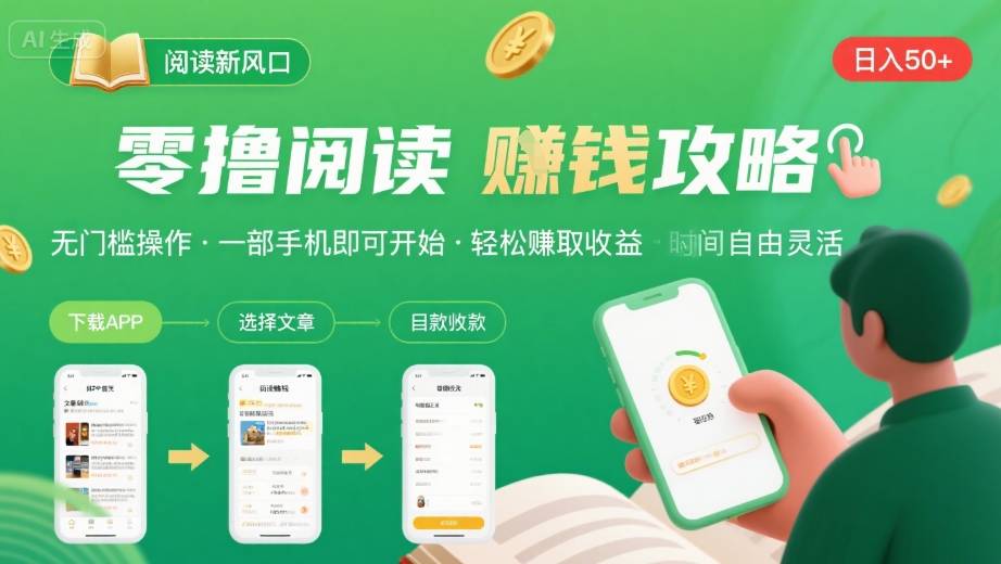 零撸阅读新风口，无门槛轻松挣，一部手机，日入 50-3张【揭秘】-谷进海小站