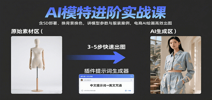 AI模特进阶实战课：含SD部署、换背景换色，讲模型参数与服装案例，电商AI绘画高效出图-谷进海小站
