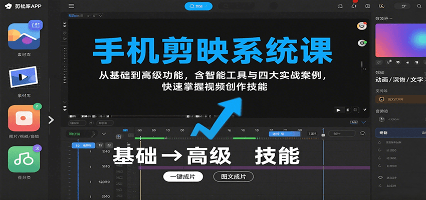 手机剪映系统课，从基础到高级功能，含智能工具与四大实战案例，快速掌握视频创作技能-谷进海小站