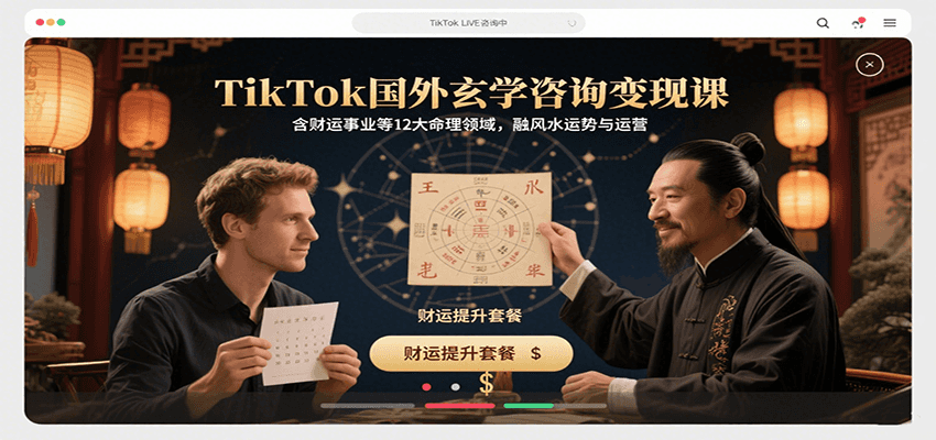 TikTok国外玄学咨询变现课，含财运事业等12大命理领域，融风水运势与运营-谷进海小站