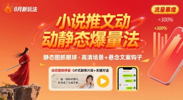 8月小说推文全新玩法，动静态图片+搭配小说文案爆量玩法-谷进海小站