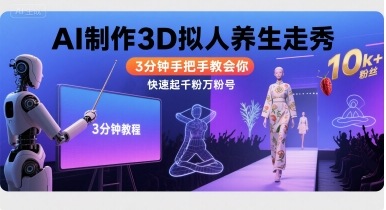 Ai制作3D拟人养生走秀，3分钟手把手教会你，快速起千粉万粉号-谷进海小站