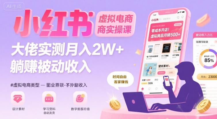 小红书虚拟电商，大佬实测月入2W+，实现被动收入-谷进海小站