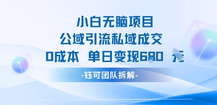 小白无脑项目公域引流私域成交0成本单日变现680米-谷进海小站