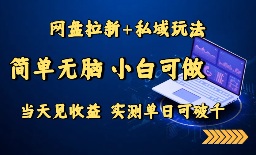 网盘拉新+私域玩法，简单无脑，小白可做，当天见收益，实测单日可破千-谷进海小站