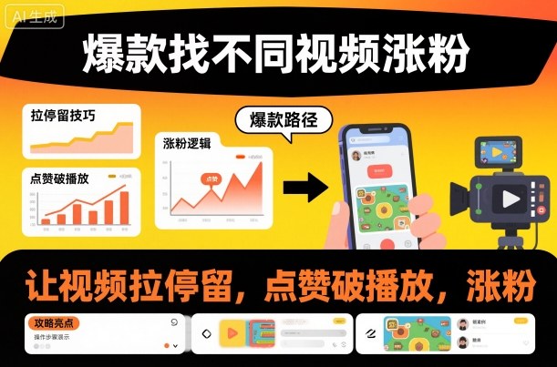 爆款找不同视频涨粉，让视频拉停留，实现点赞，破播放，涨粉-谷进海小站