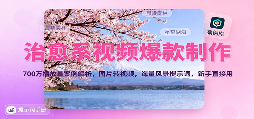 治愈系视频爆款制作，700万播放量案例解析，图片转视频，海量风景提示词，新手直接用-谷进海小站