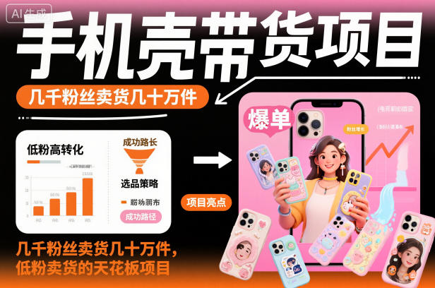 手机壳带货项目，几千粉丝卖货几十万件，短视频低粉卖货的天花板项目-谷进海小站