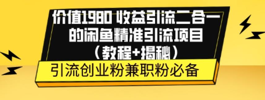 价值1980收益引流二合一的闲鱼精准引流项目（教程+揭秘）-谷进海小站