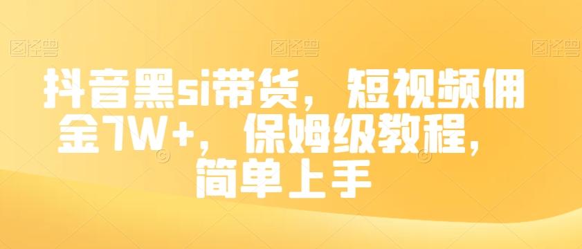 抖音黑si带货，短视频佣金7W+，保姆级教程，简单上手【揭秘】-谷进海小站