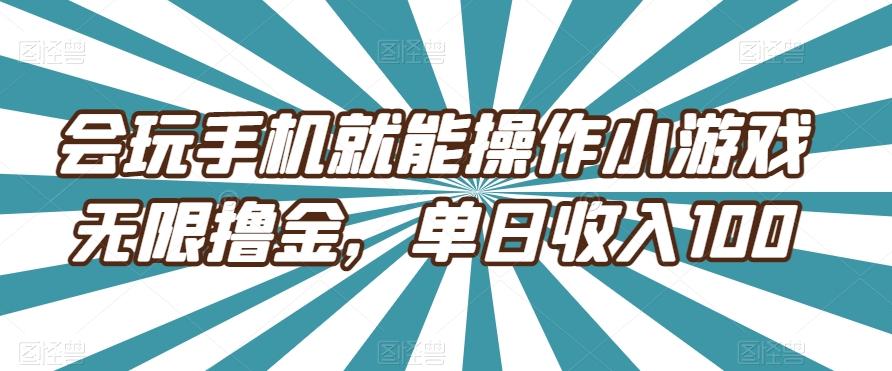 会玩手机就能操作小游戏无限撸金，单日收入100-谷进海小站