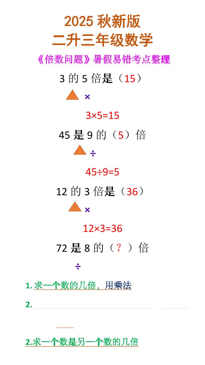 【2025秋新版】二升三年级数学《倍数问题》-三上数学-谷进海小站