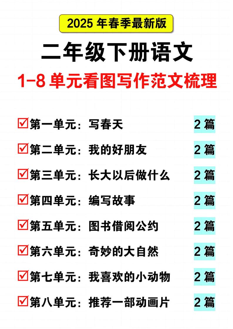 25二下语文1-8单元看图写话范文梳理16页-谷进海小站