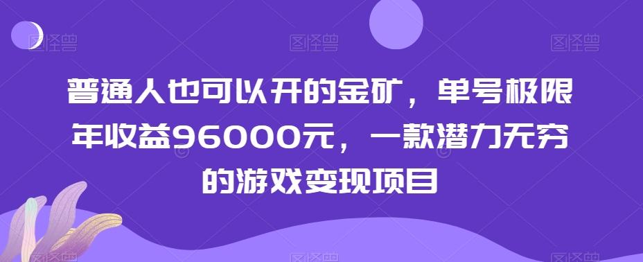 普通人也可以开的金矿，单号极限年收益96000元，一款潜力无穷的游戏变现项目【揭秘】-谷进海小站