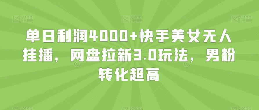单日利润4000+快手美女无人挂播，网盘拉新3.0玩法，男粉转化超高【揭秘】-谷进海小站