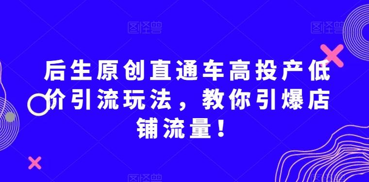 后生原创直通车高投产低价引流玩法，教你引爆店铺流量！-谷进海小站