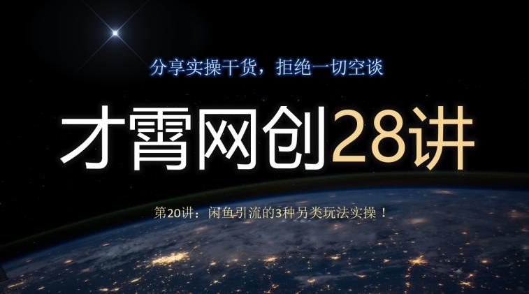 才霄网创28讲第20讲：闲鱼引流的3种另类玩法实操！-谷进海小站