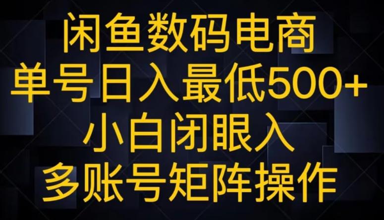 闲鱼数码电商，单号日入最低500+，小白闭眼入，多账号矩阵操作-谷进海小站
