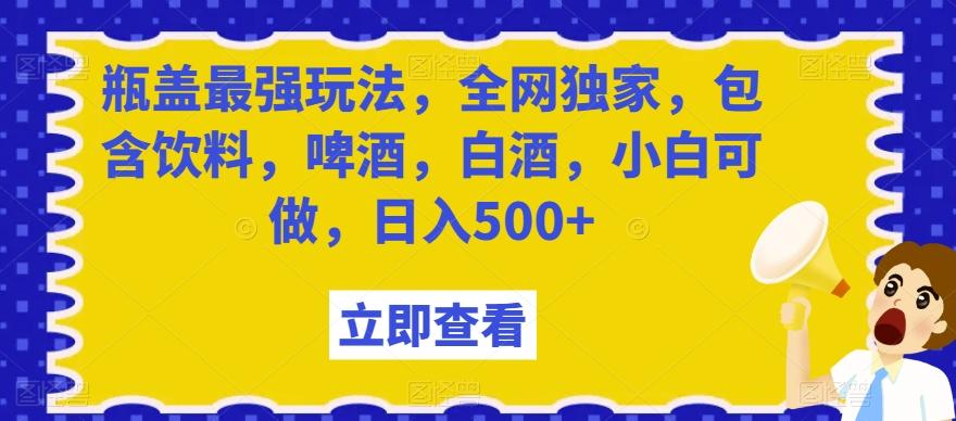 瓶盖最强玩法，全网独家，包含饮料，啤酒，白酒，小白可做，日入500+【揭秘】-谷进海小站