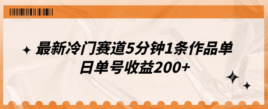 最新冷门赛道5分钟1条作品单日单号收益200+-谷进海小站
