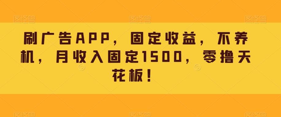 刷广告APP，固定收益，不养机，月收入固定1500，零撸天花板！-谷进海小站