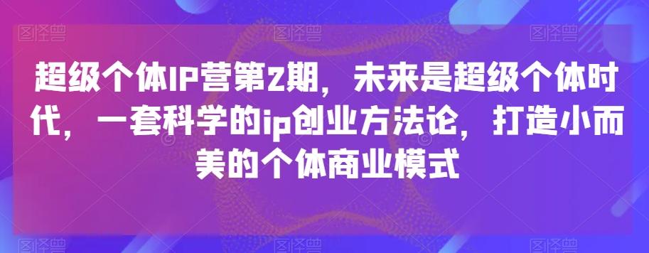 超级个体IP营第2期，未来是超级个体时代，一套科学的ip创业方法论，打造小而美的个体商业模式-谷进海小站
