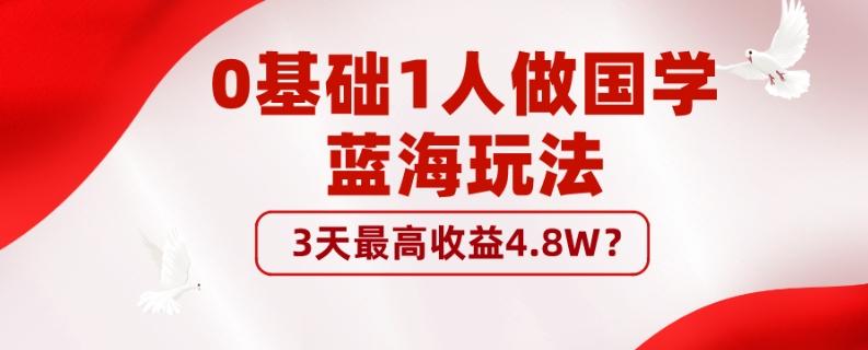 0基础1人做国学蓝海玩法，3天最高收益4.8W？-谷进海小站