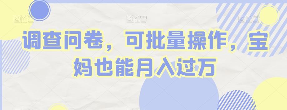 调查问卷，可批量操作，宝妈也能月入过万-谷进海小站