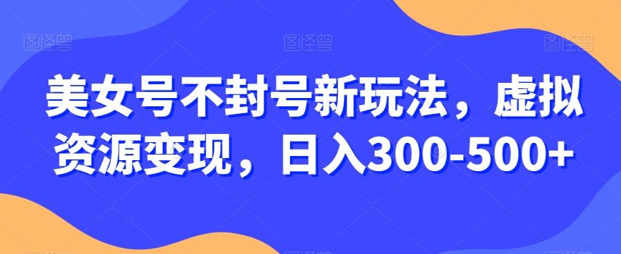 美女号不封号新玩法，虚拟资源变现，日入300-500+-谷进海小站